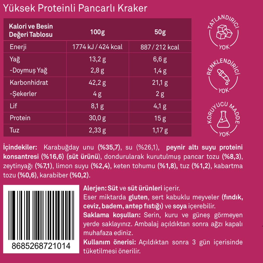 PR0BRET Yüksek Proteinli Pancarlı Kraker - 3 Paket